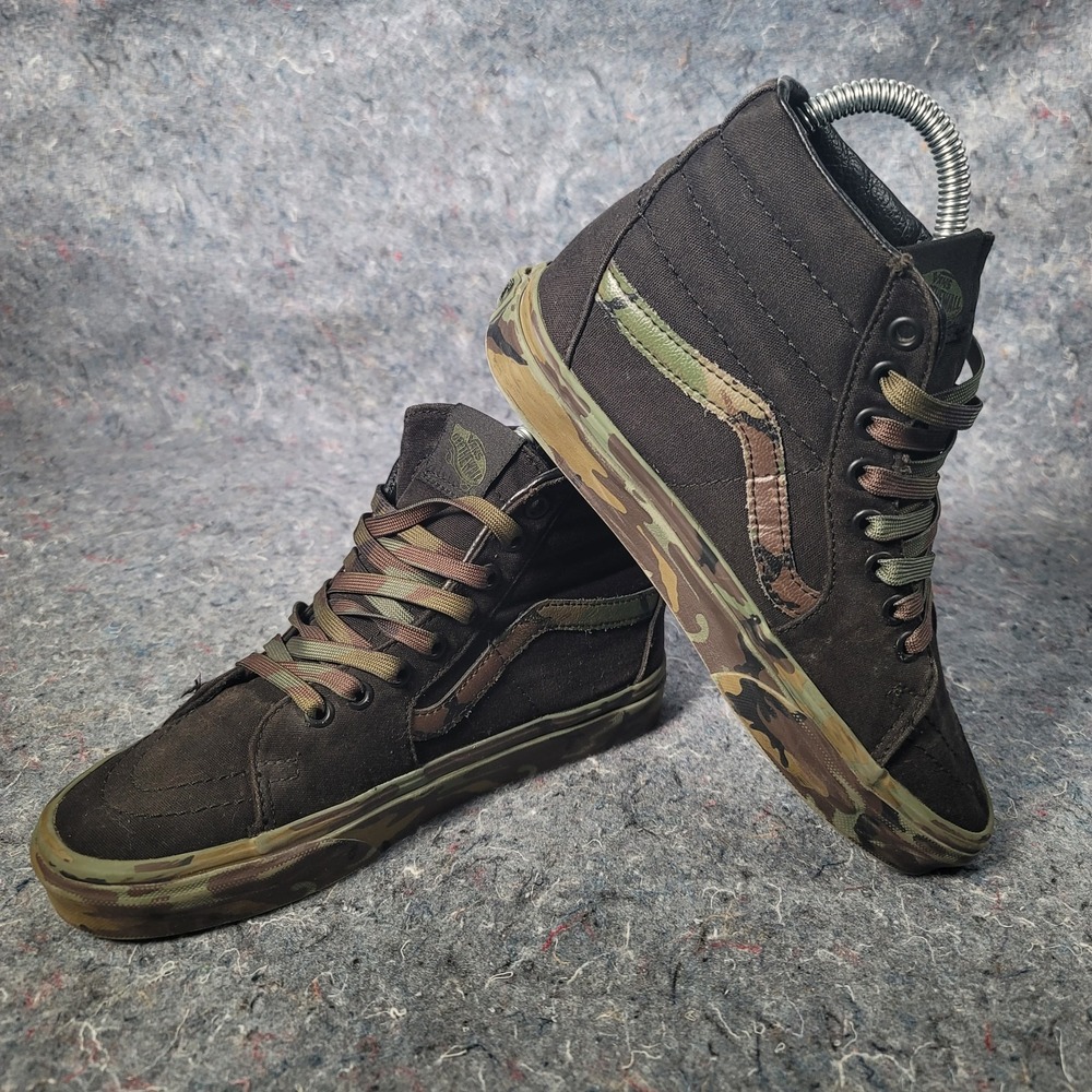 Vans Off The Wall Camo Shoes Mens 5 Womens 6.5 Sk8 Hi Top Sneakers Black Green - Picture 11 of 13